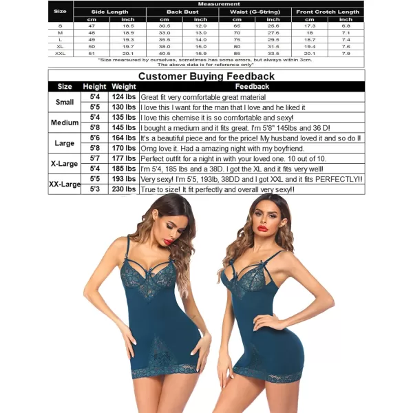 Avidllove Women Chemises Lingerie Lace Babydoll lingerie Sexy Teddy V Neck SleepwearBlueampgreen