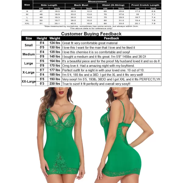 Avidllove Women Chemises Lingerie Lace Babydoll lingerie Sexy Teddy V Neck SleepwearGreen