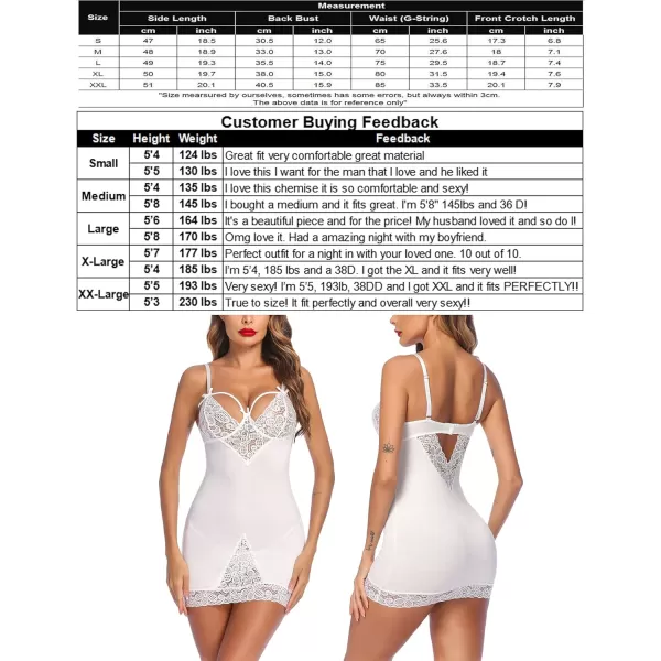 Avidllove Women Chemises Lingerie Lace Babydoll lingerie Sexy Teddy V Neck SleepwearWhite