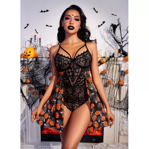 Avidlove Babydoll Lingerie for Women Floral Snap Crotch Teddy Chemise Nightie Lace NightgownPrttern 3