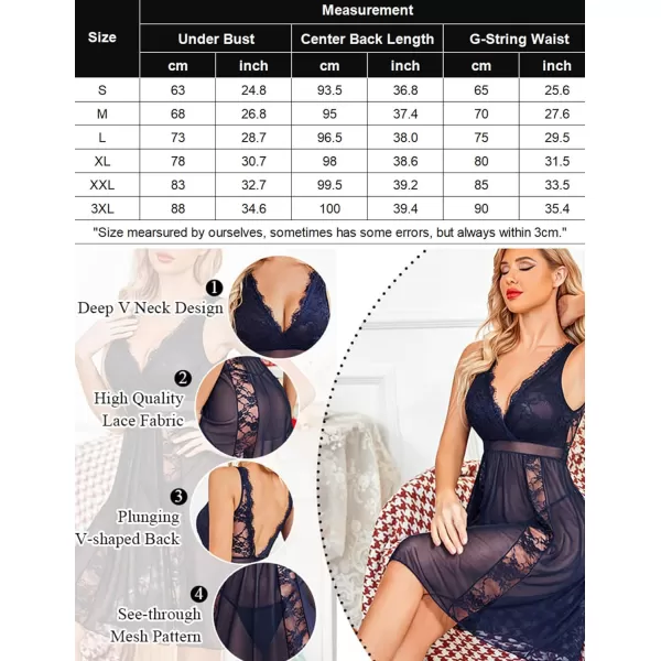 Avidlove Babydoll Lingerie for Women Sexy Nightgowns for Bride Lace Chemise Lingerie NightyBlue Gray