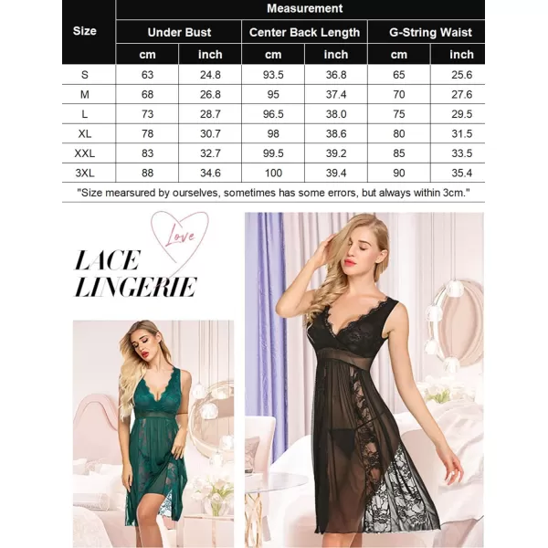 Avidlove Babydoll Lingerie for Women Sexy Nightgowns for Bride Lace Chemise Lingerie NightyDark Green