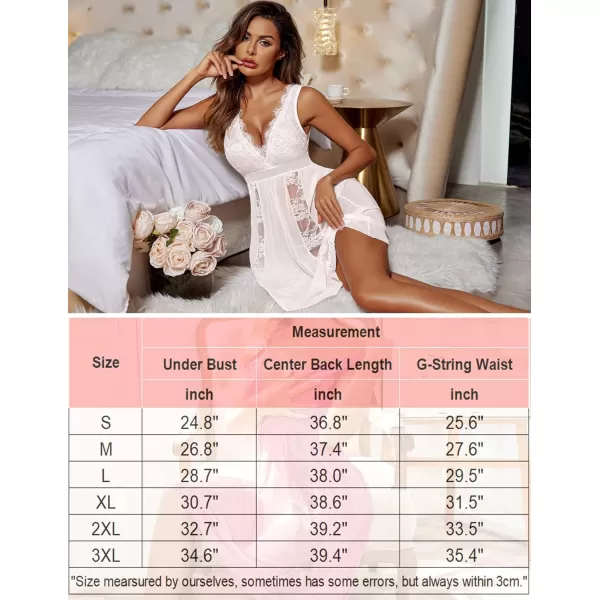 Avidlove Babydoll Lingerie for Women Sexy Nightgowns for Bride Lace Chemise Lingerie NightyWhite