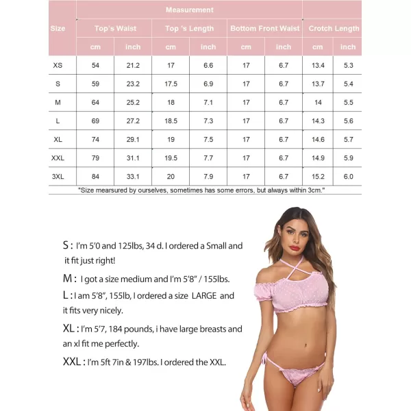 Avidlove Bra and Panty Set Ruffle Lingerie Set Mesh Babydoll Chemise1pink