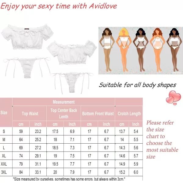 Avidlove Bra and Panty Set Ruffle Lingerie Set Mesh Babydoll ChemiseWhite