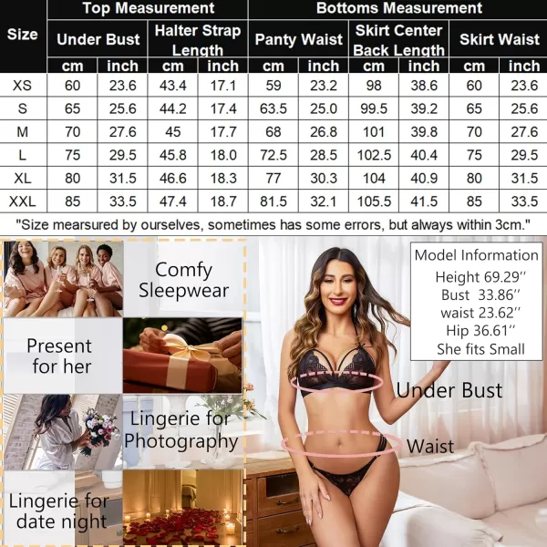 Avidlove Halter Lingerie for Women Lace Bra and Panty Sets Exotic Sheer Skirt Lingerie Black MAvidlove Halter Lingerie for Women Lace Bra and Panty Sets Exotic Sheer Skirt Lingerie Black M