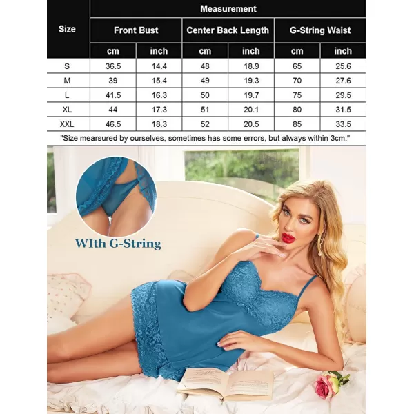 Avidlove Lace Babydoll Lingerie Sexy Mini Chemise Mesh Wedding Nightie Bridal NightdressBlue Green