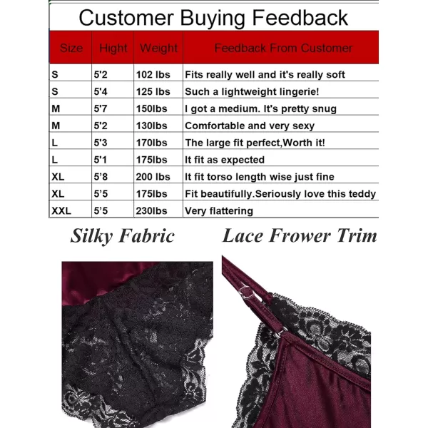 Avidlove Lace Bodysuit for Women Teddy Lingerie Sexy One Piece Mini Babydoll Naughty Lingerie SXXLDark Red