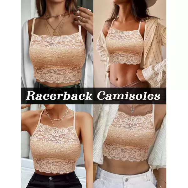 Avidlove Lace Bralette for Women High Neck Camisoles Racerback DoubleLayered Crop TopBeige