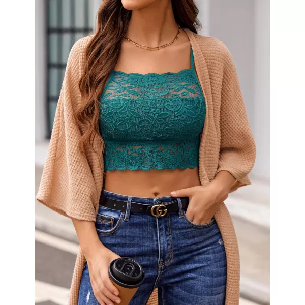 Avidlove Lace Bralette for Women High Neck Camisoles Racerback DoubleLayered Crop TopBluish Green 2