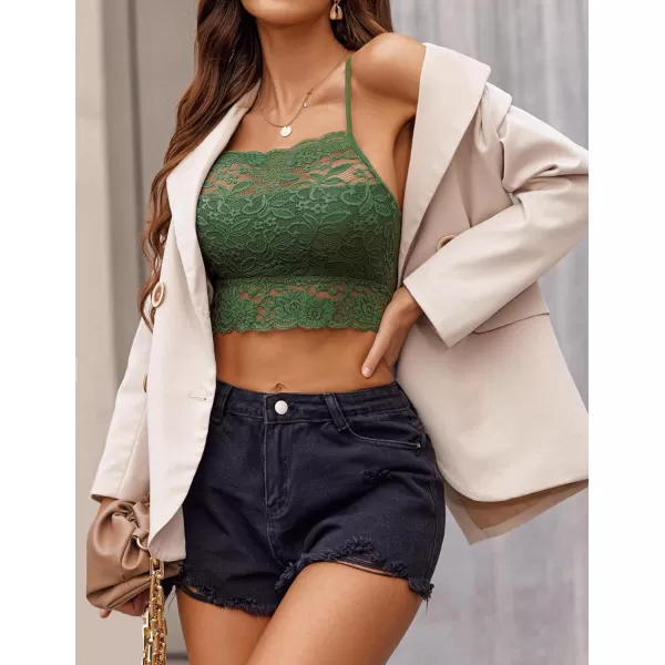 Avidlove Lace Bralette for Women High Neck Camisoles Racerback DoubleLayered Crop TopBright Green