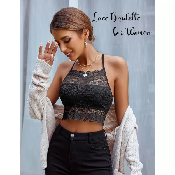 Avidlove Lace Bralette for Women High Neck Camisoles Racerback DoubleLayered Crop TopGrey