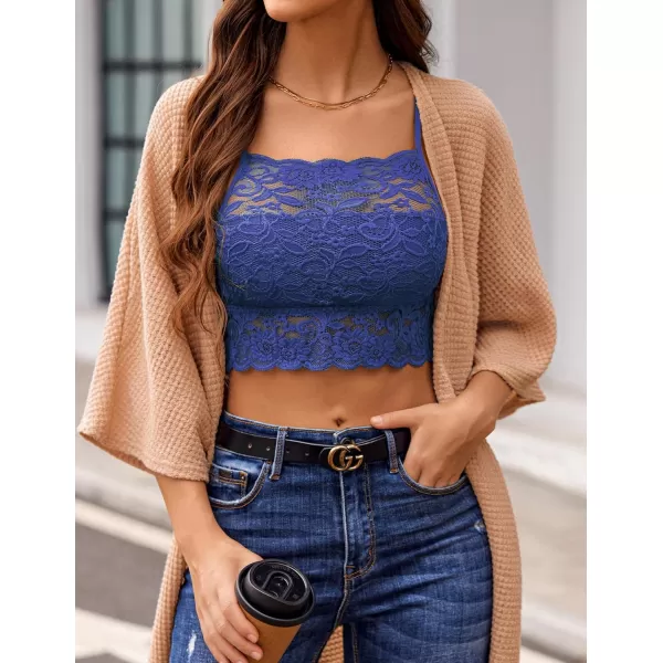 Avidlove Lace Bralette for Women High Neck Camisoles Racerback DoubleLayered Crop TopSky Blue 2