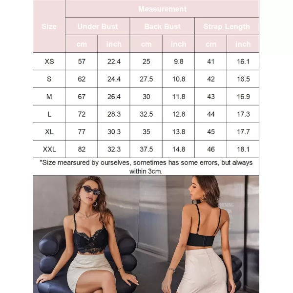 Avidlove Lace Bralettes for Women Y2k Strap Bustier Cami Top V Neck Camisole Lingerie1black