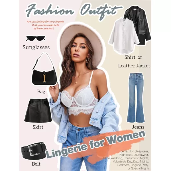 Avidlove Lace Bralettes for Women Y2k Strap Bustier Cami Top V Neck Camisole Lingerie1white