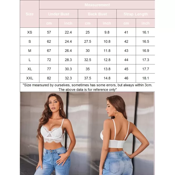 Avidlove Lace Bralettes for Women Y2k Strap Bustier Cami Top V Neck Camisole Lingerie1white