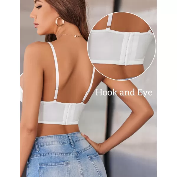 Avidlove Lace Bralettes for Women Y2k Strap Bustier Cami Top V Neck Camisole Lingerie1white