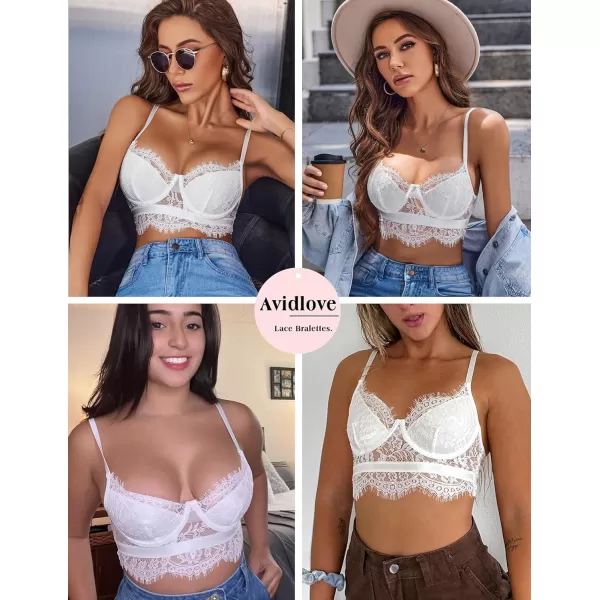 Avidlove Lace Bralettes for Women Y2k Strap Bustier Cami Top V Neck Camisole Lingerie1white