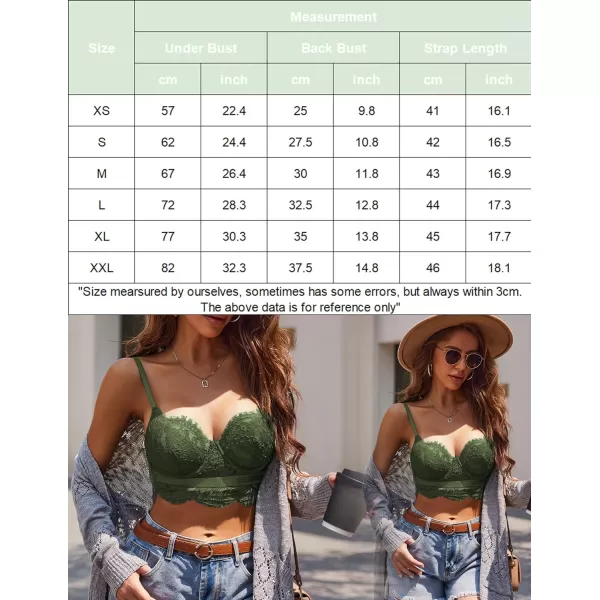 Avidlove Lace Bralettes for Women Y2k Strap Bustier Cami Top V Neck Camisole LingerieArmy Green