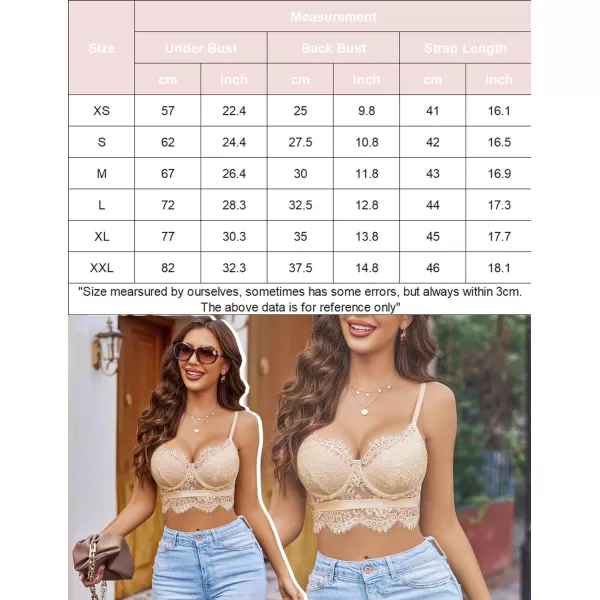 Avidlove Lace Bralettes for Women Y2k Strap Bustier Cami Top V Neck Camisole LingerieBeige