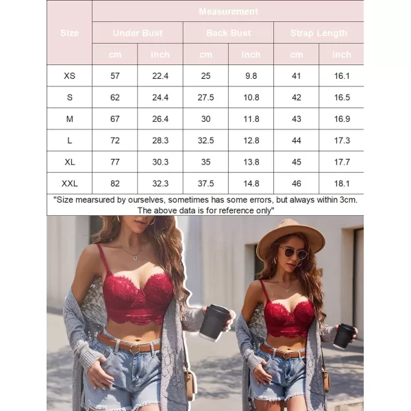 Avidlove Lace Bralettes for Women Y2k Strap Bustier Cami Top V Neck Camisole LingerieDark Red