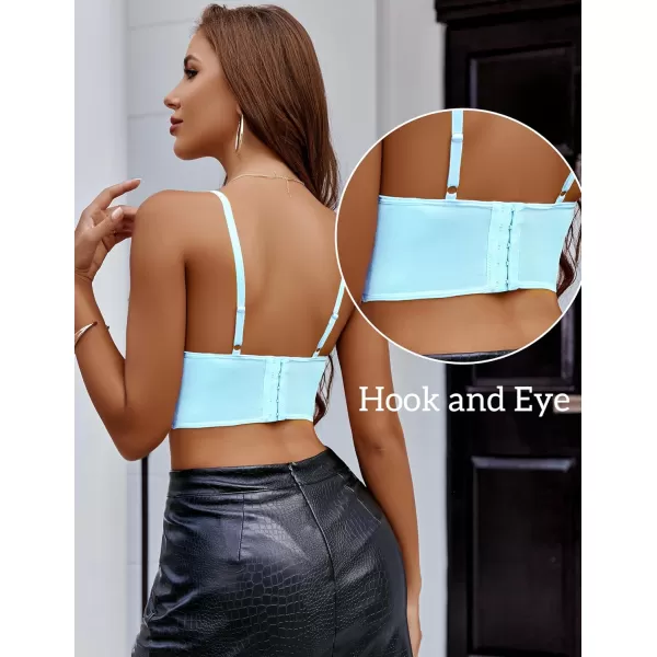 Avidlove Lace Bralettes for Women Y2k Strap Bustier Cami Top V Neck Camisole LingerieLight Blue