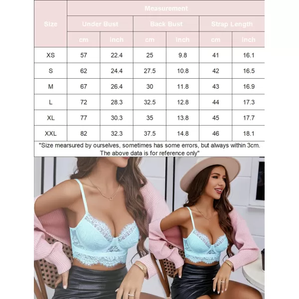 Avidlove Lace Bralettes for Women Y2k Strap Bustier Cami Top V Neck Camisole LingerieLight Blue
