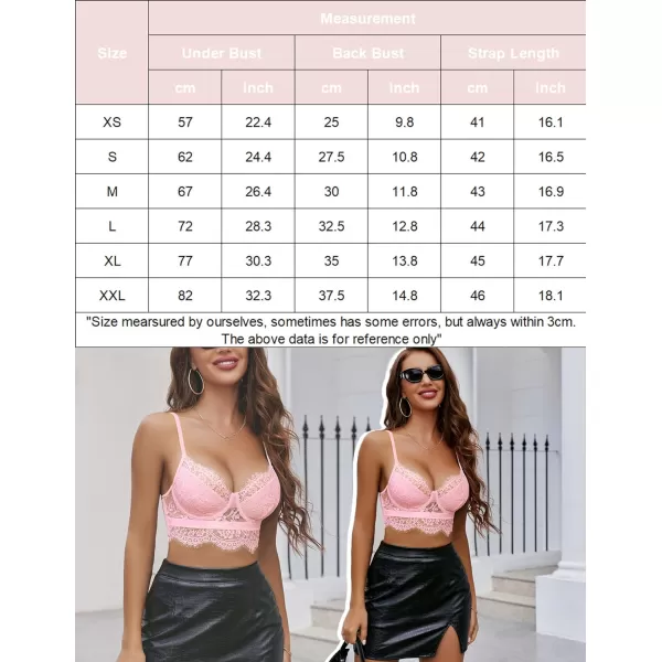 Avidlove Lace Bralettes for Women Y2k Strap Bustier Cami Top V Neck Camisole LingeriePink