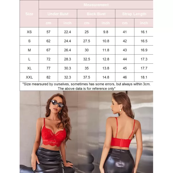 Avidlove Lace Bralettes for Women Y2k Strap Bustier Cami Top V Neck Camisole LingerieRed