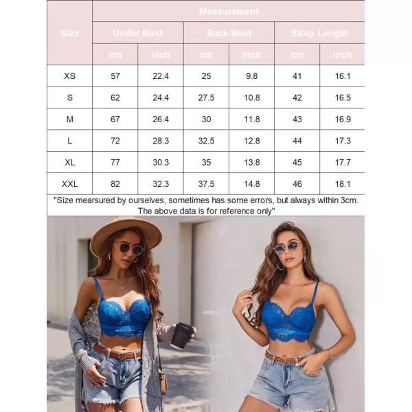 Avidlove Lace Bralettes for Women Y2k Strap Bustier Cami Top V Neck Camisole LingerieRoyal Blue