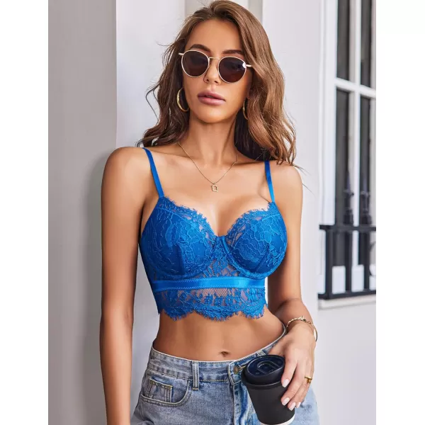 Avidlove Lace Bralettes for Women Y2k Strap Bustier Cami Top V Neck Camisole LingerieRoyal Blue