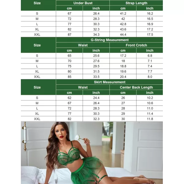 Avidlove Lace Garter Lingerie for Women Mesh Mini Skirt Nightwear Babydoll BodysuitGreen