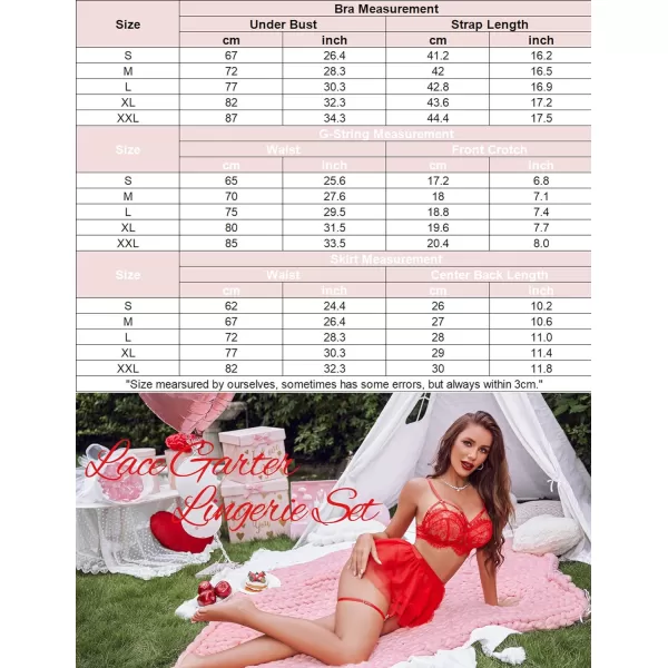 Avidlove Lace Garter Lingerie for Women Mesh Mini Skirt Nightwear Babydoll BodysuitRed