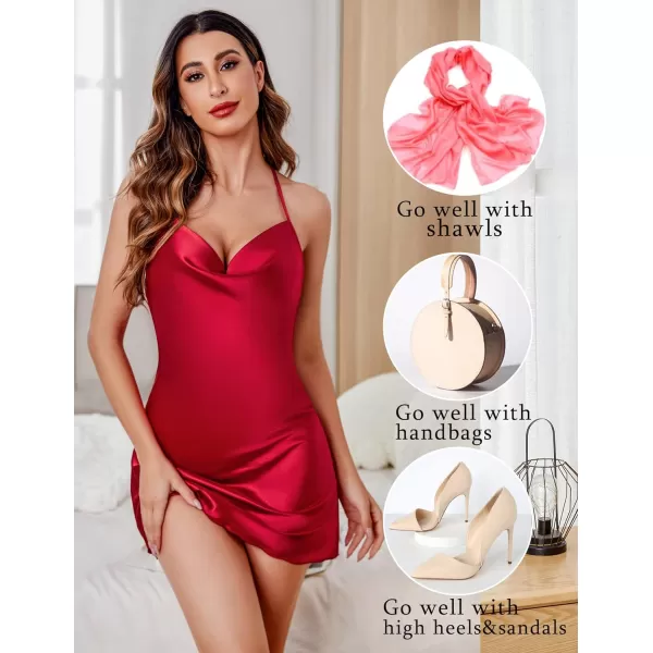 Avidlove Lingerie For Women Satin Nightgown Sexy Teddy Babydoll Silk Sleepwear Mini Nightdress Cowl Neck Red XXLAvidlove Lingerie For Women Satin Nightgown Sexy Teddy Babydoll Silk Sleepwear Mini Nightdress Cowl Neck Red XXL