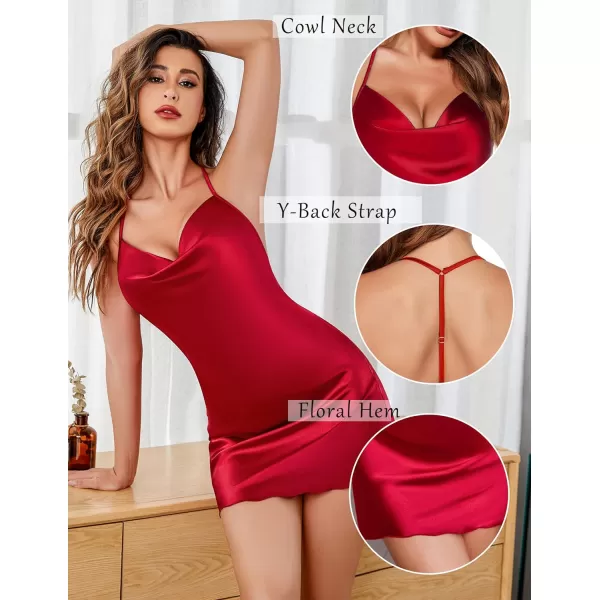 Avidlove Lingerie For Women Satin Nightgown Sexy Teddy Babydoll Silk Sleepwear Mini Nightdress Cowl Neck Red XXLAvidlove Lingerie For Women Satin Nightgown Sexy Teddy Babydoll Silk Sleepwear Mini Nightdress Cowl Neck Red XXL