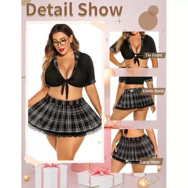 Avidlove Lingerie Set for Women Cosplay Lingerie Role Playing Halloween Costumes Sexy School Girl Outfits with Mini SkirtGrey