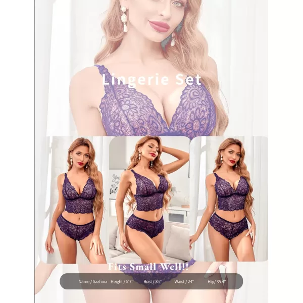 Avidlove Lingerie Set for Women Sexy Lace Bra and Panty Set Two Piece Babydoll UnderwearPurple