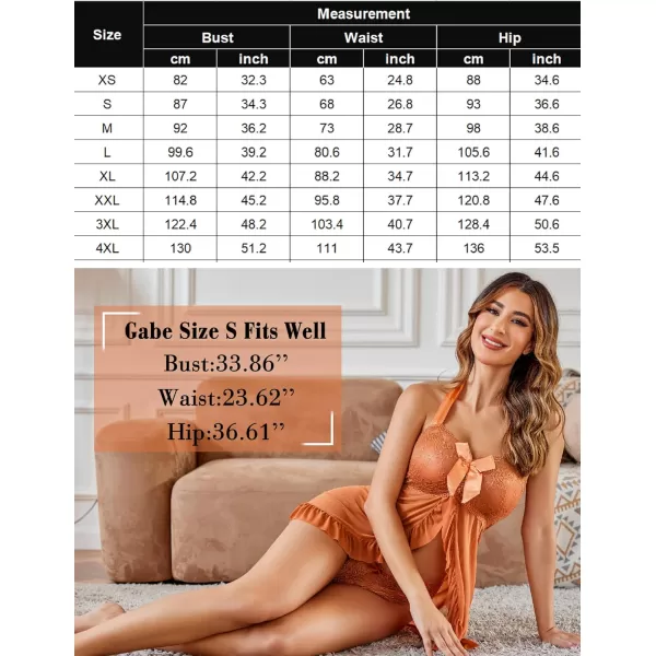 Avidlove Lingerie for Women Lace Babydoll Open Front Sleepwear Halter Nighty Chemsie XS5XLCaramel