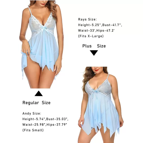 Avidlove Lingerie for Women Lace Babydoll Sleepwear Boudoir Outfits Plus Size Langeray XS5XL1baby Blue