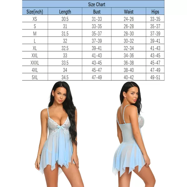 Avidlove Lingerie for Women Lace Babydoll Sleepwear Boudoir Outfits Plus Size Langeray XS5XL1baby Blue