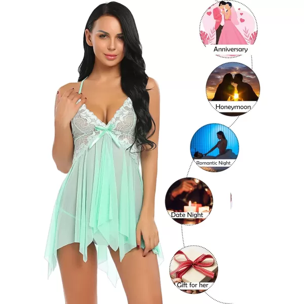 Avidlove Lingerie for Women Lace Babydoll Sleepwear Boudoir Outfits Plus Size Langeray XS5XLApple Green