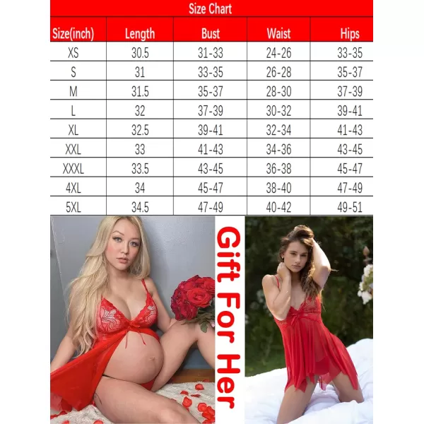 Avidlove Lingerie for Women Lace Babydoll Sleepwear Boudoir Outfits Plus Size Langeray XS5XLB Red