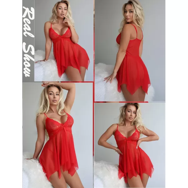 Avidlove Lingerie for Women Lace Babydoll Sleepwear Boudoir Outfits Plus Size Langeray XS5XLB Red