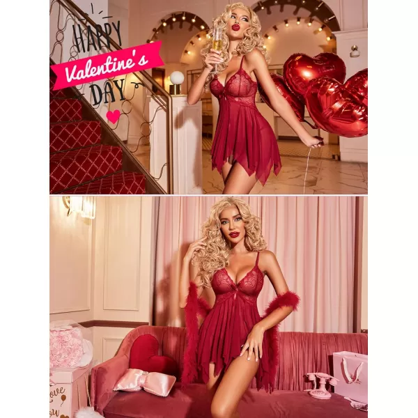 Avidlove Lingerie for Women Lace Babydoll Sleepwear Boudoir Outfits Plus Size Langeray XS5XLBdark Red