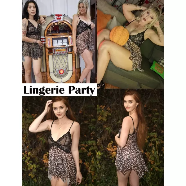 Avidlove Lingerie for Women Lace Babydoll Sleepwear Boudoir Outfits Plus Size Langeray XS5XLBleopard Print