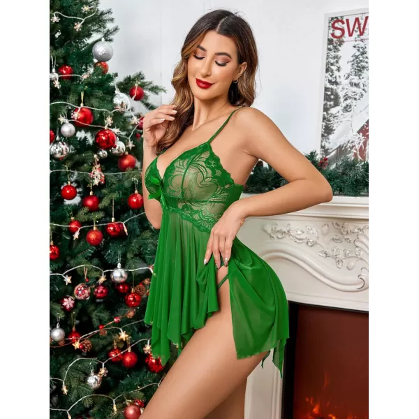 Avidlove Lingerie for Women Lace Babydoll Sleepwear Boudoir Outfits Plus Size Langeray XS5XLDark Green