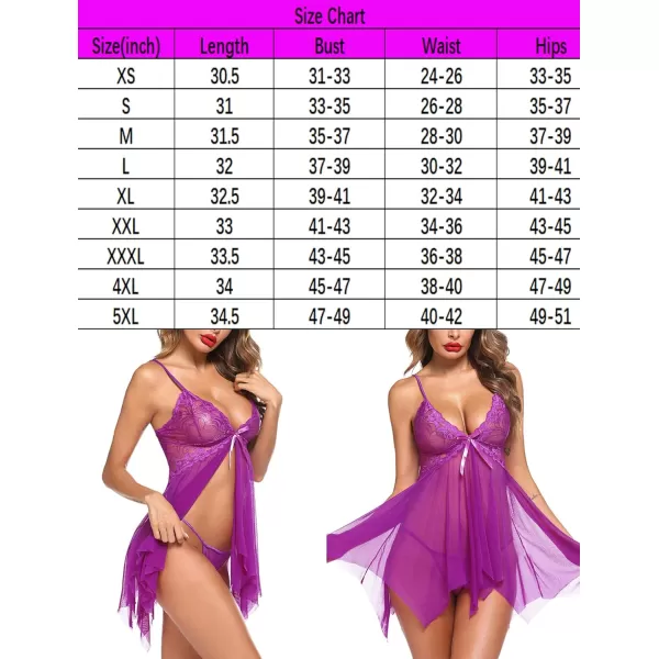 Avidlove Lingerie for Women Lace Babydoll Sleepwear Boudoir Outfits Plus Size Langeray XS5XLLavender