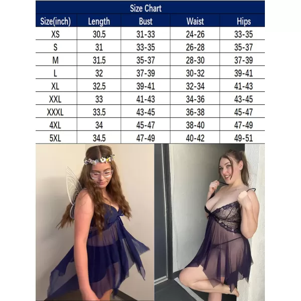 Avidlove Lingerie for Women Lace Babydoll Sleepwear Boudoir Outfits Plus Size Langeray XS5XLNavy Blue