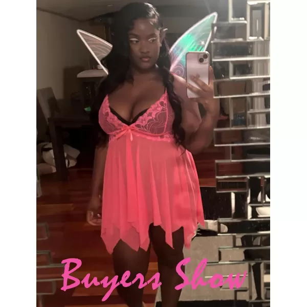 Avidlove Lingerie for Women Lace Babydoll Sleepwear Boudoir Outfits Plus Size Langeray XS5XLNeonpink