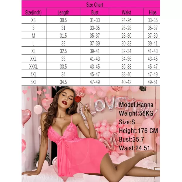 Avidlove Lingerie for Women Lace Babydoll Sleepwear Boudoir Outfits Plus Size Langeray XS5XLNeonpink